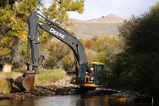 Equipment used in a river restoration